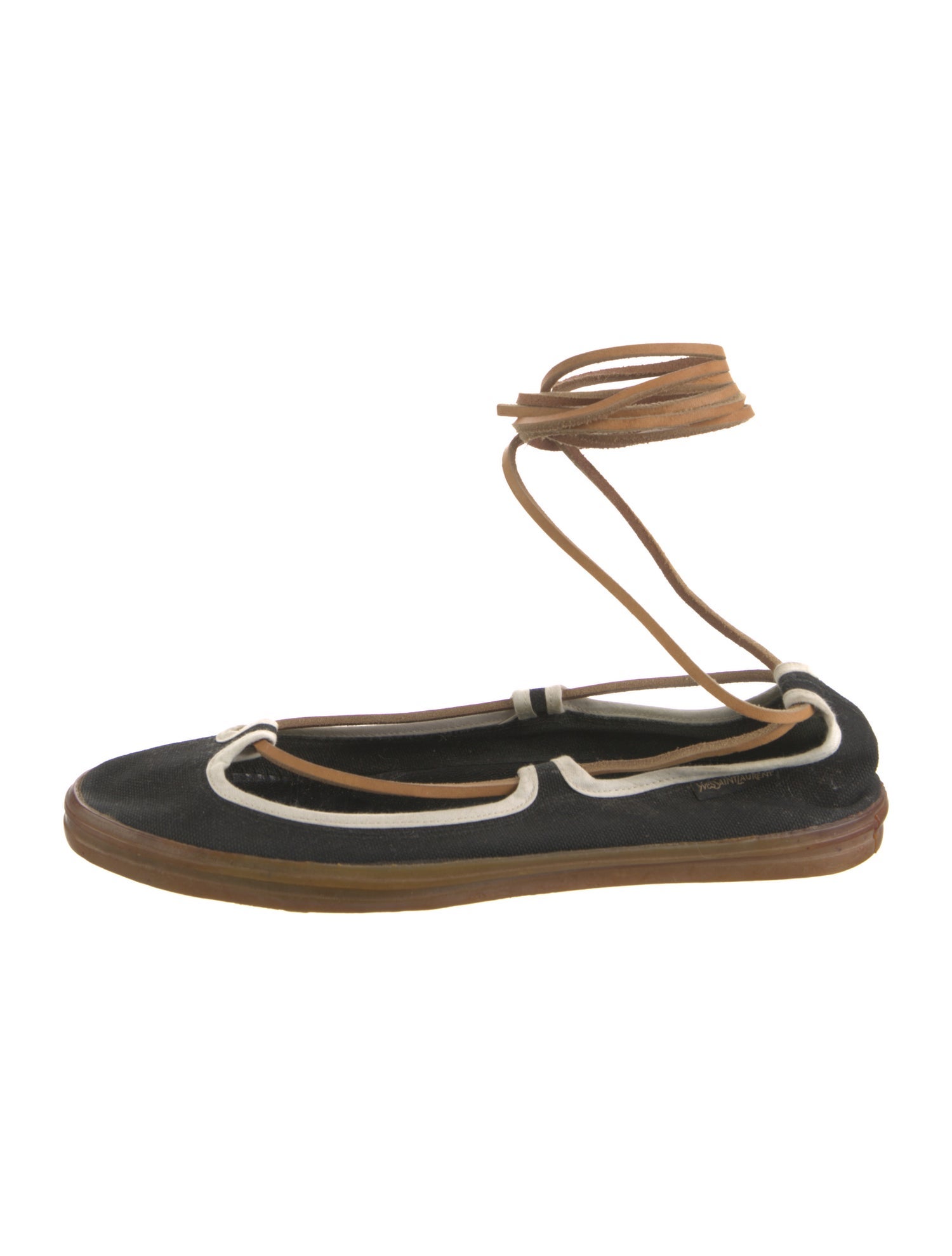 Yves Saint Laurent Rive Gauche Vintage Canvas Ballet Flats