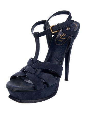 Yves Saint Laurent Suede T-Strap Sandals
