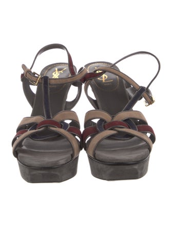 Yves Saint Laurent Rive Gauche Suede T-Strap Sandals