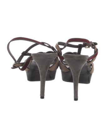 Yves Saint Laurent Rive Gauche Suede T-Strap Sandals