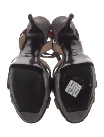 Yves Saint Laurent Rive Gauche Suede T-Strap Sandals