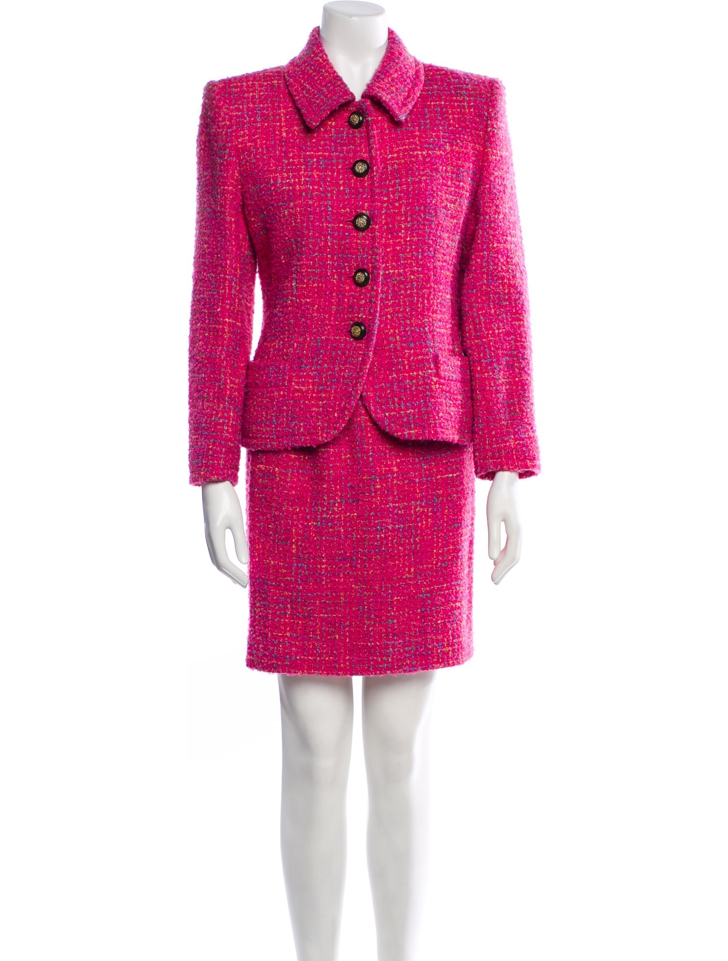 Yves Saint Laurent Tweed Pattern Skirt Suit
