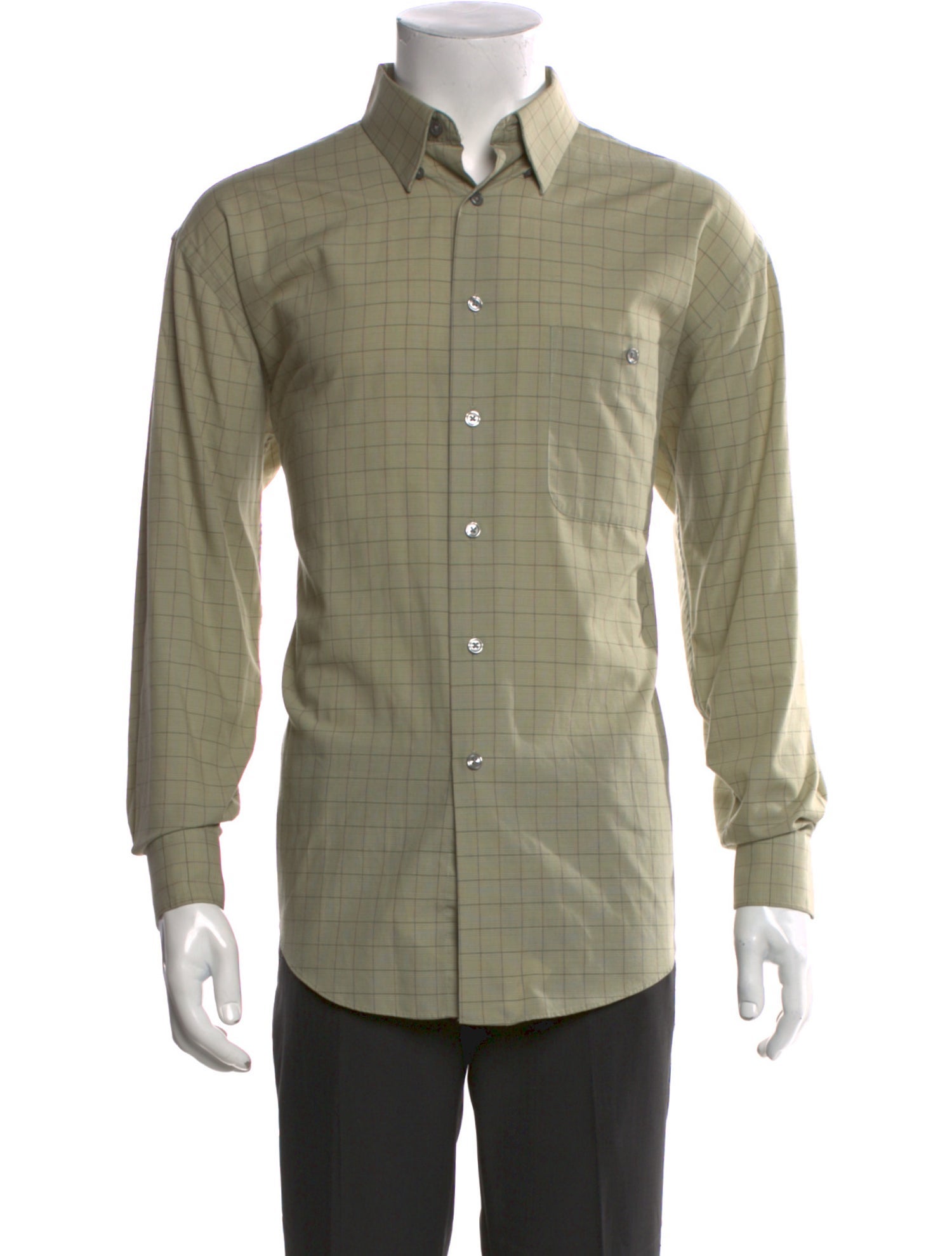 Yves Saint Laurent Plaid Print Long Sleeve Shirt