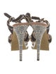 Yves Saint Laurent Suede Colorblock Pattern T-Strap Sandals
