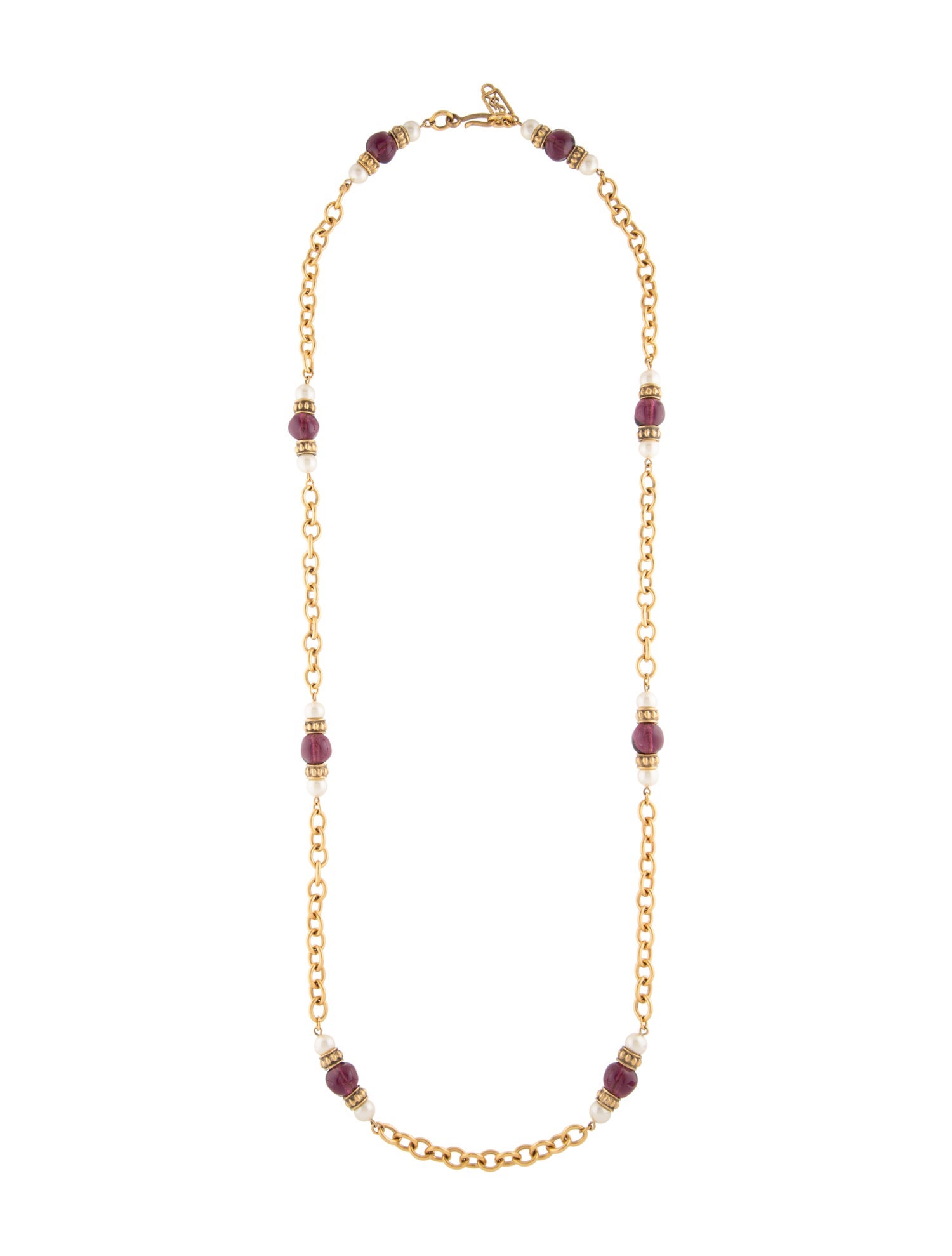 Yves Saint Laurent Faux Pearl & Resin Station Necklace