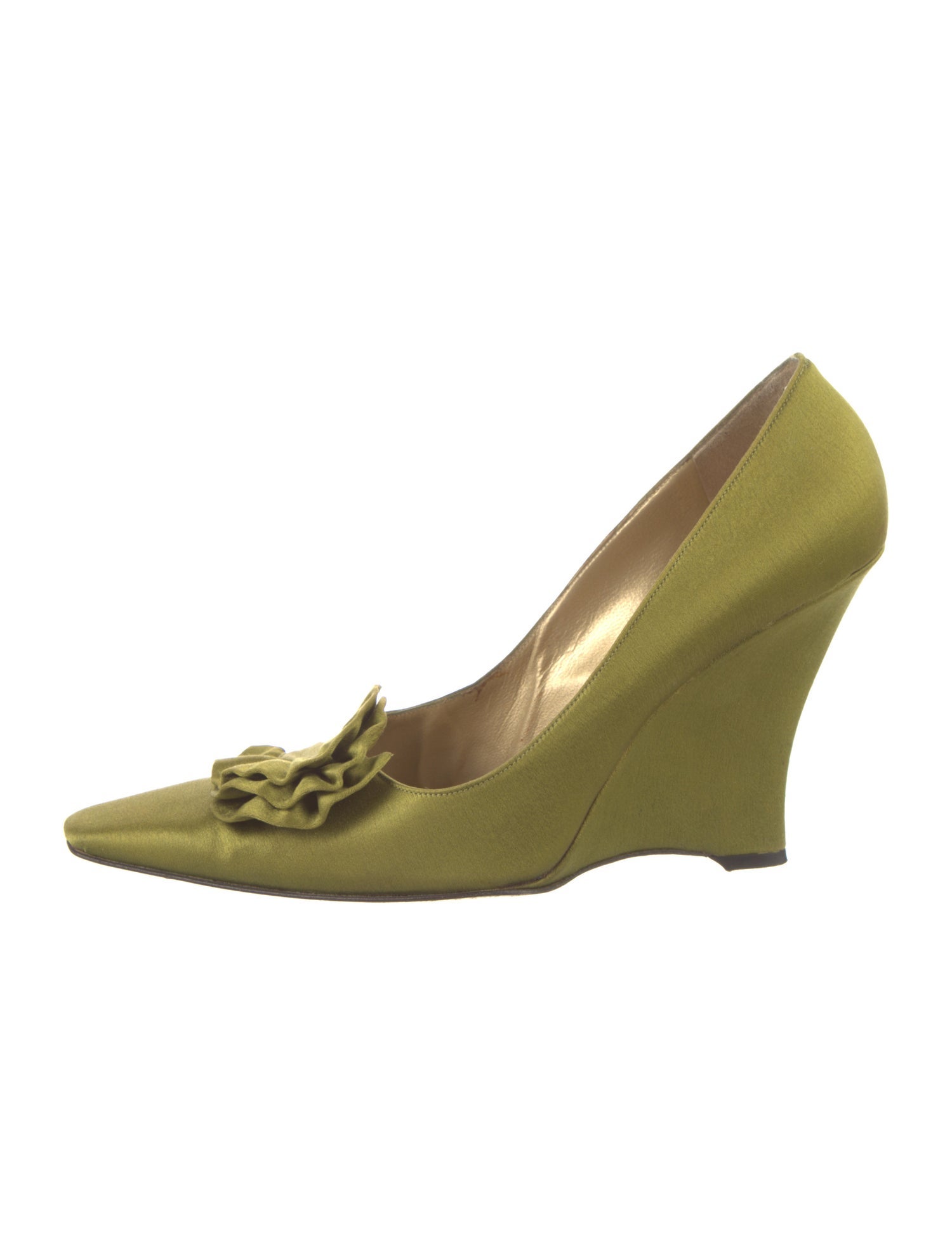 Yves Saint Laurent Satin Ruffle Embellishment Pumps