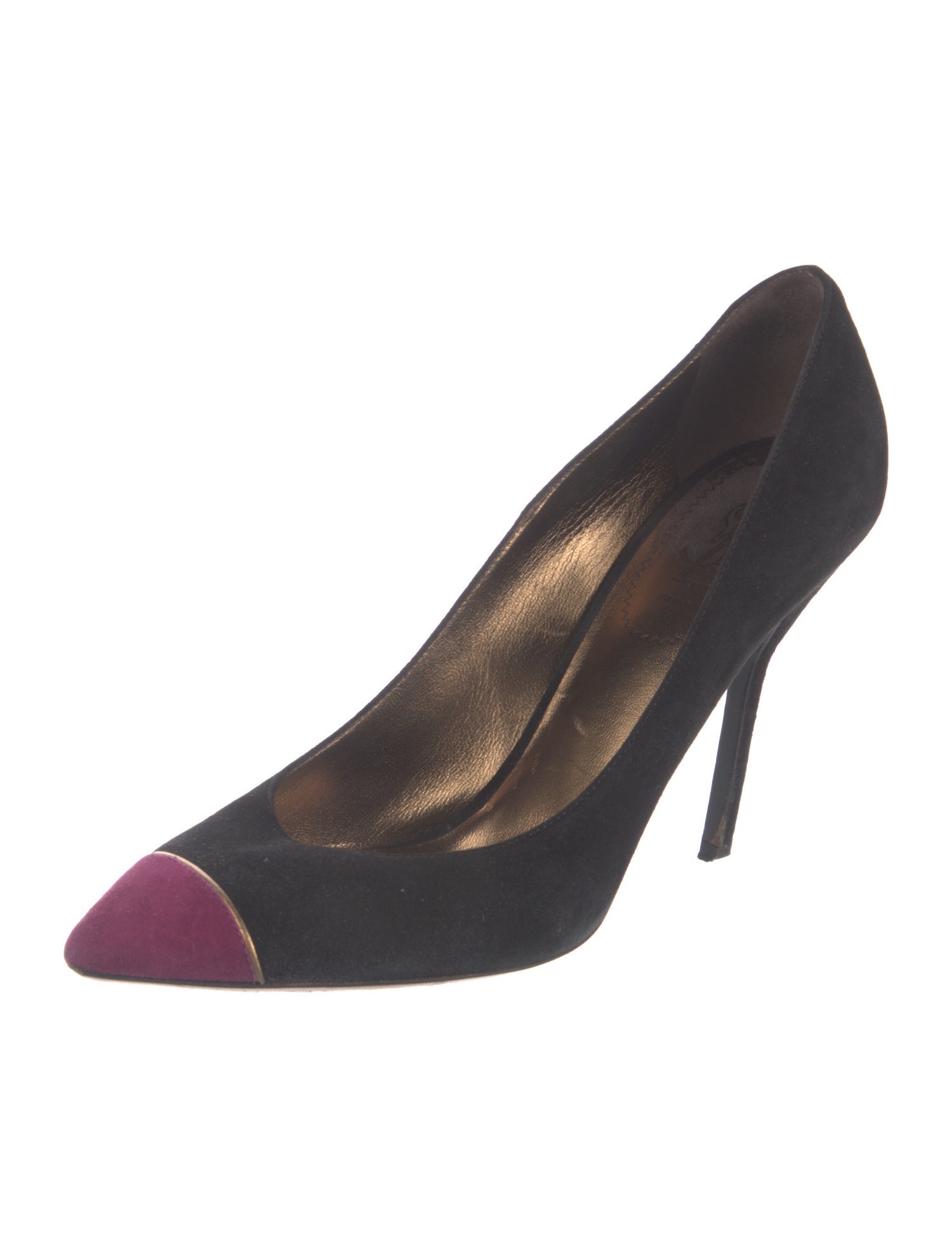 Yves Saint Laurent Suede Colorblock Pattern Pumps