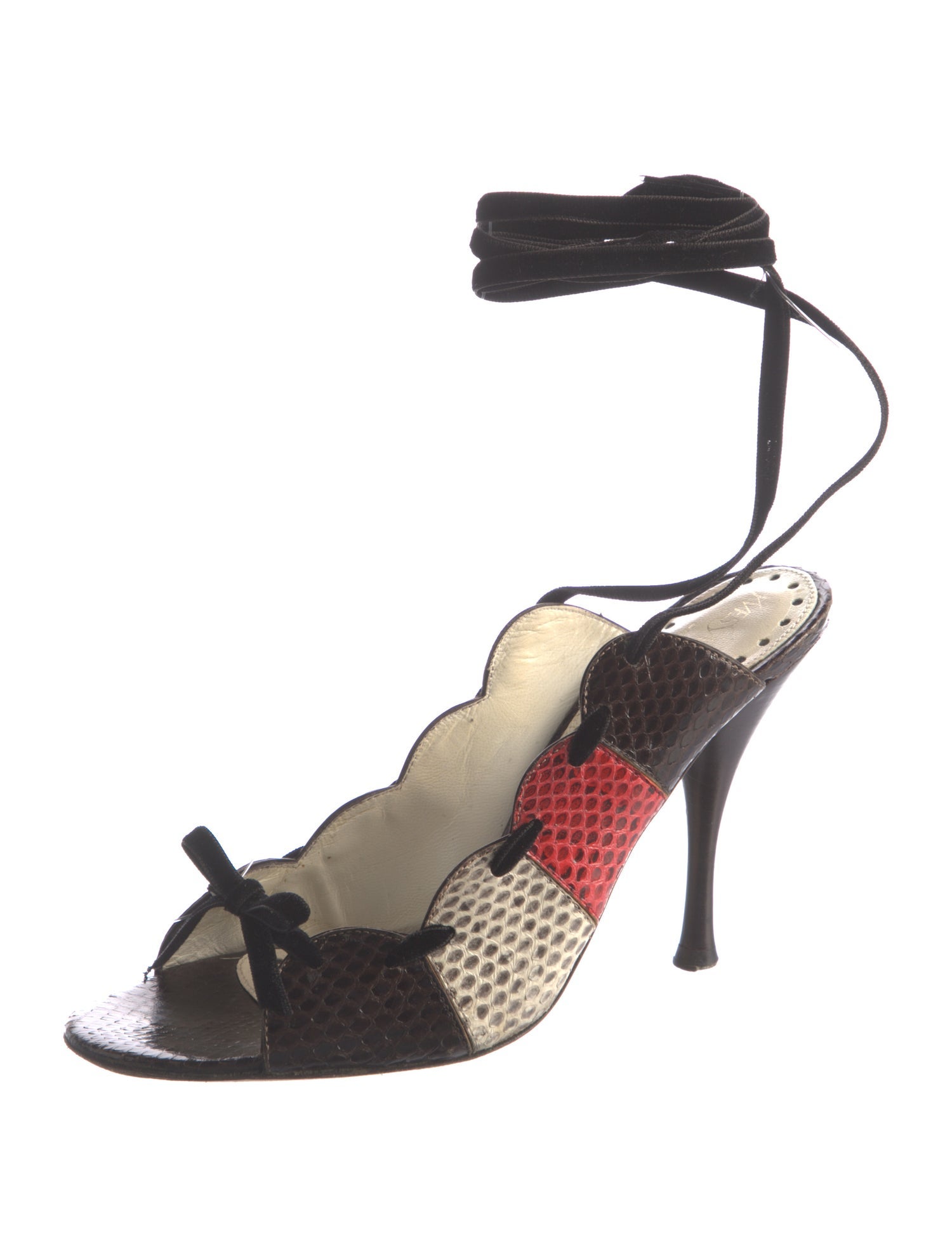Yves Saint Laurent Rive Gauche Vintage Snakeskin Slingback Sandals