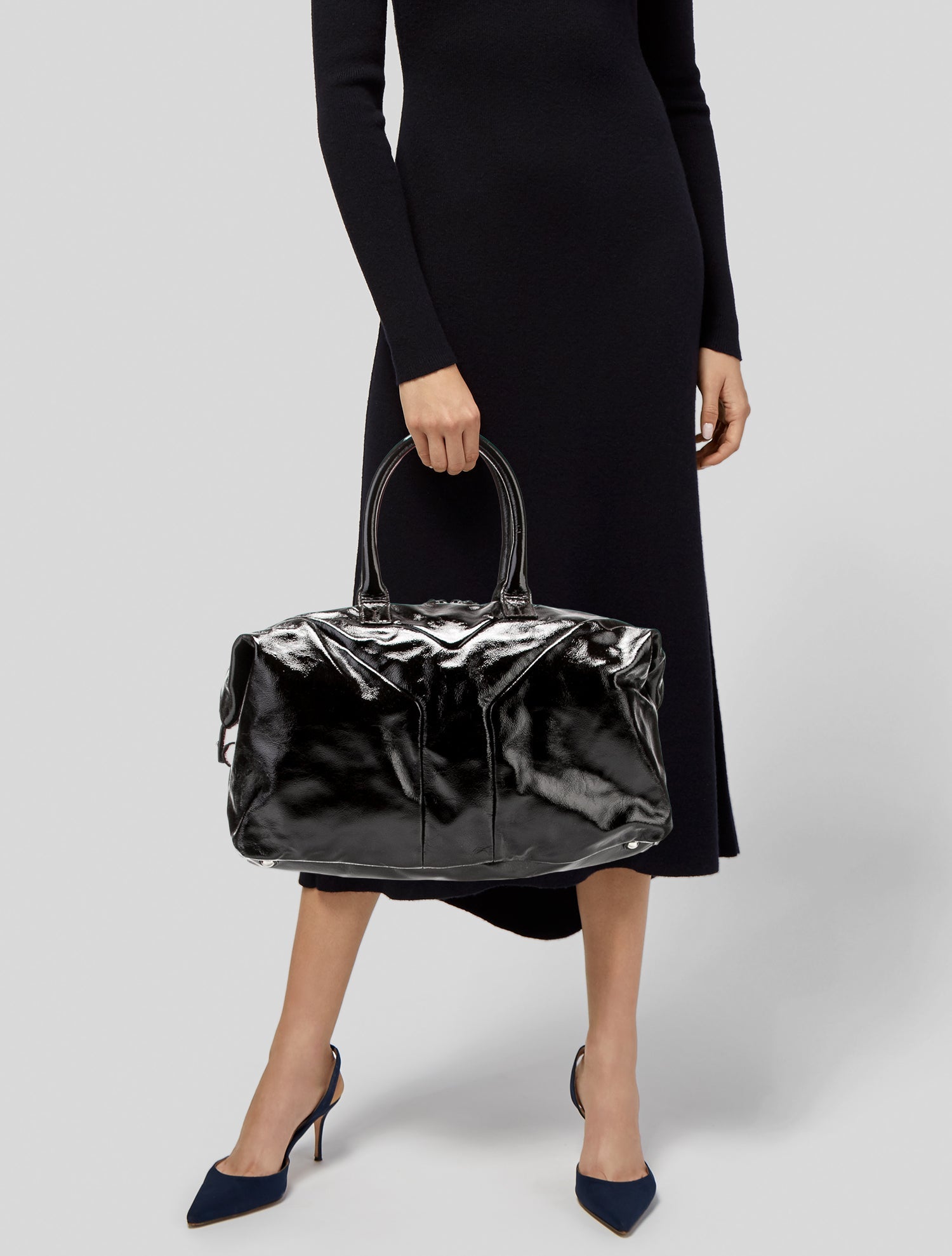 Yves Saint Laurent Rive Gauche Patent Leather Top Handle Bag Vintage