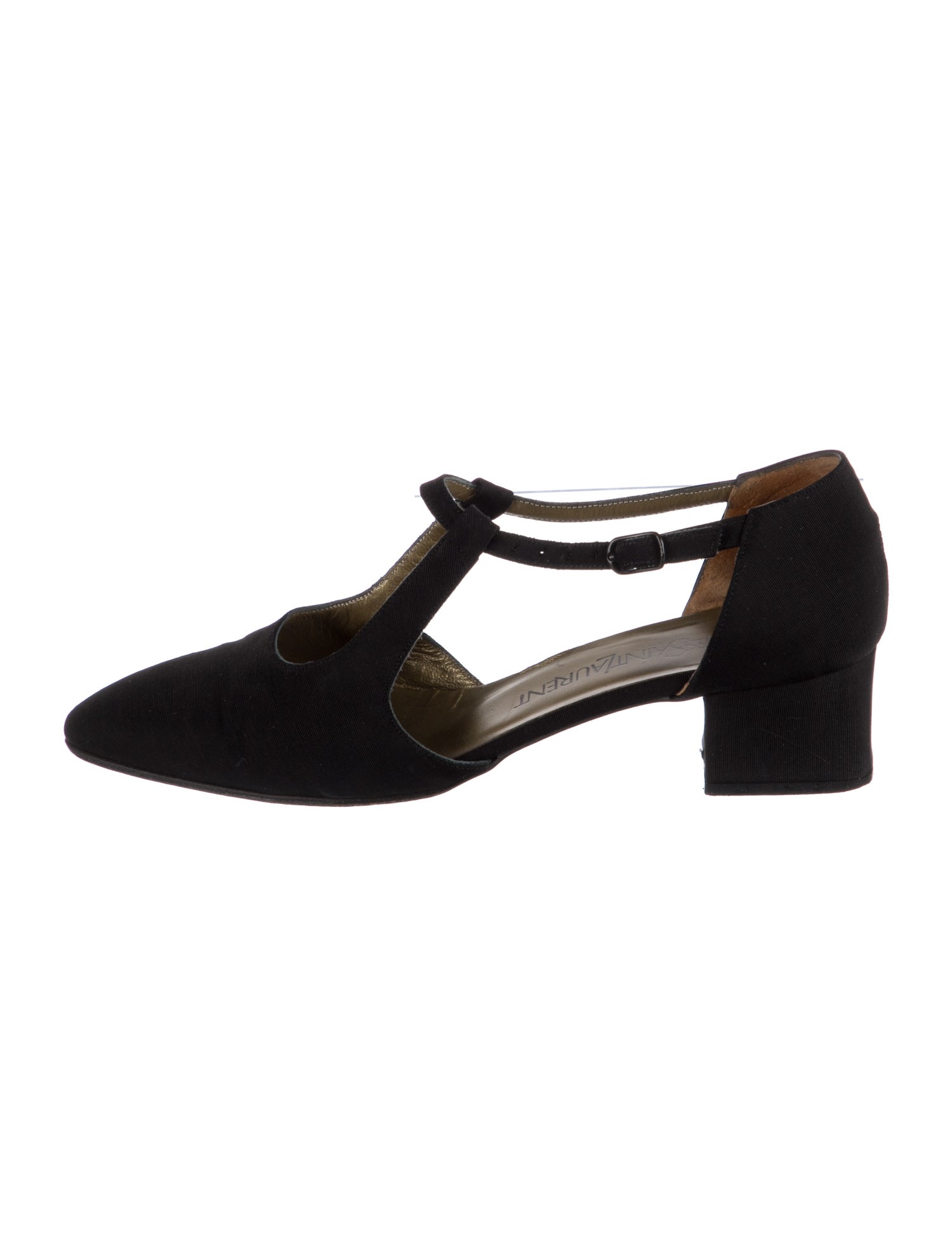 Yves Saint Laurent Leather Trim Embellishment T-Strap Pumps