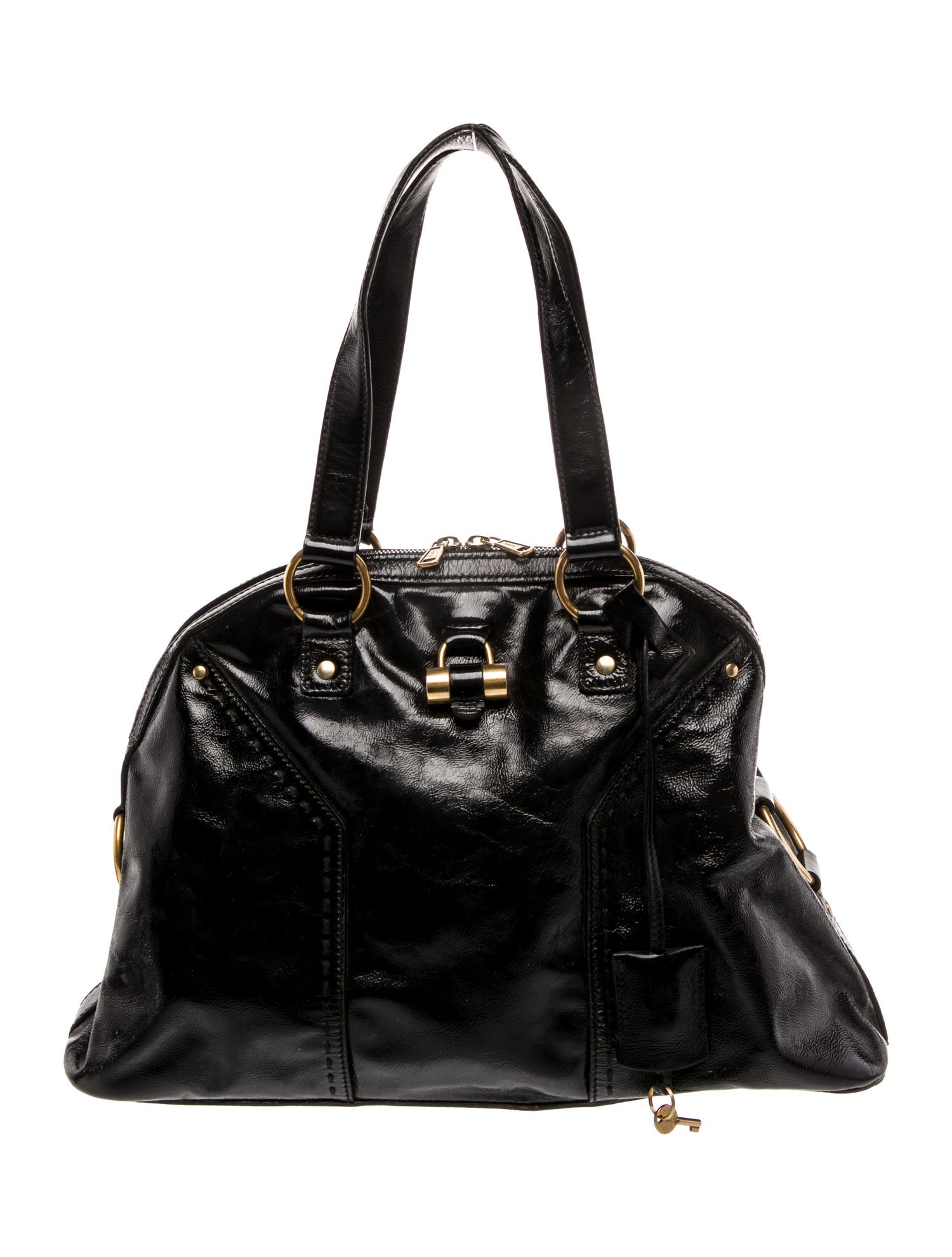 Yves Saint Laurent Rive Gauche Patent Leather Top Handle Bag Vintage