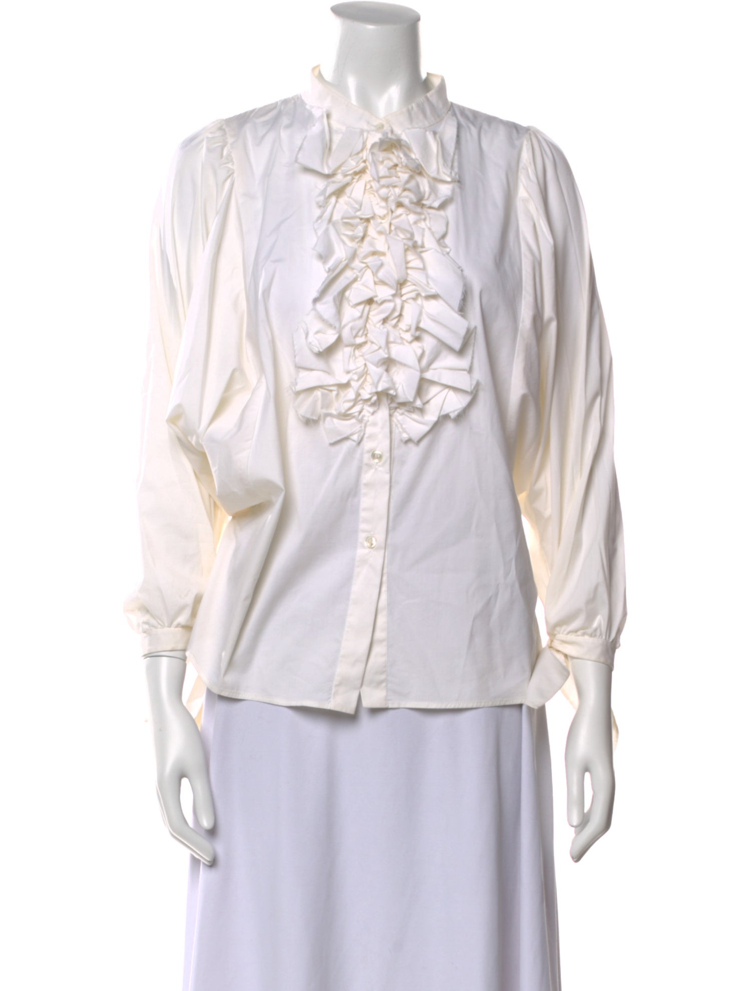 Yves Saint Laurent V-Neck Three-Quarter Sleeve Blouse