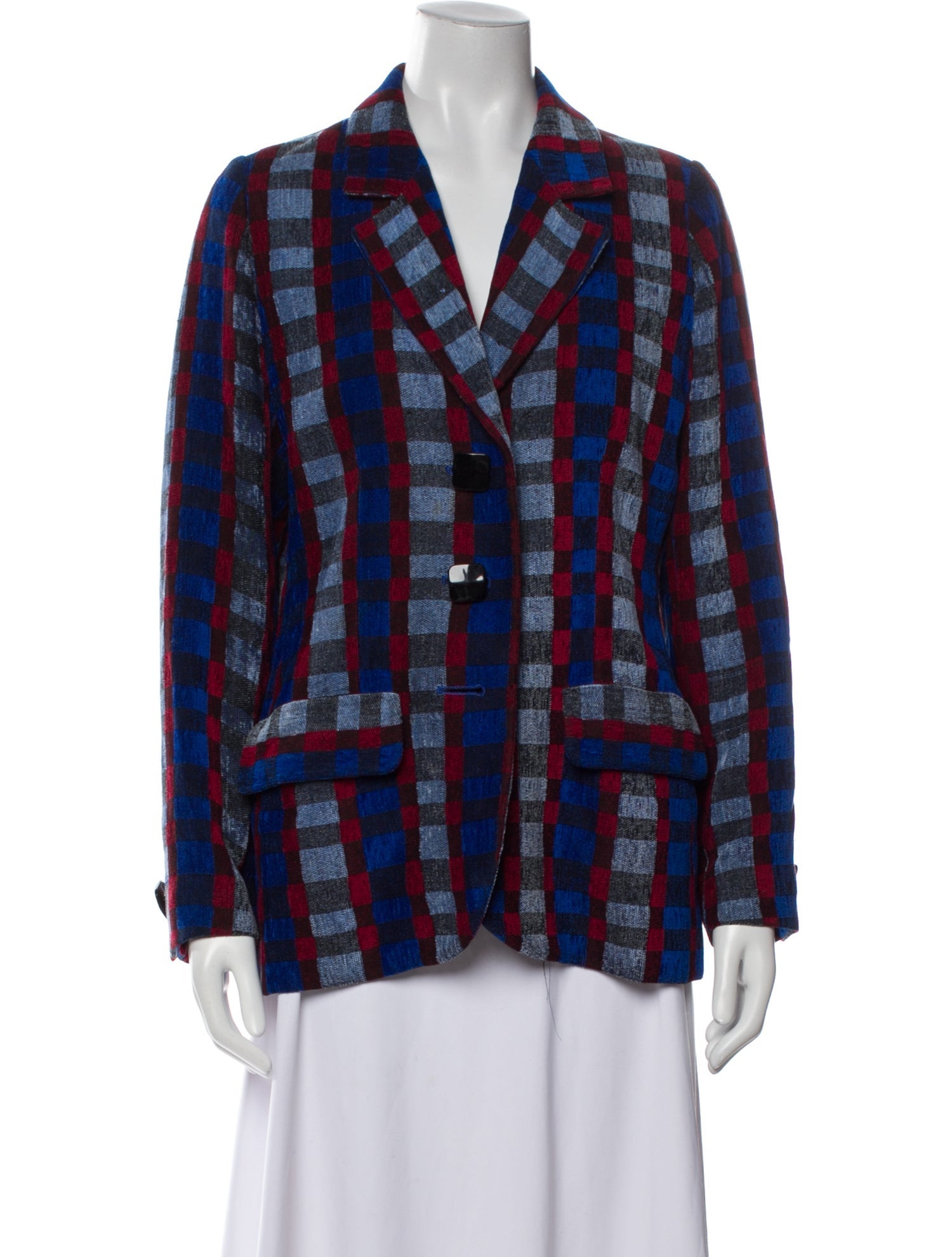 Yves Saint Laurent Vintage Plaid Print Blazer