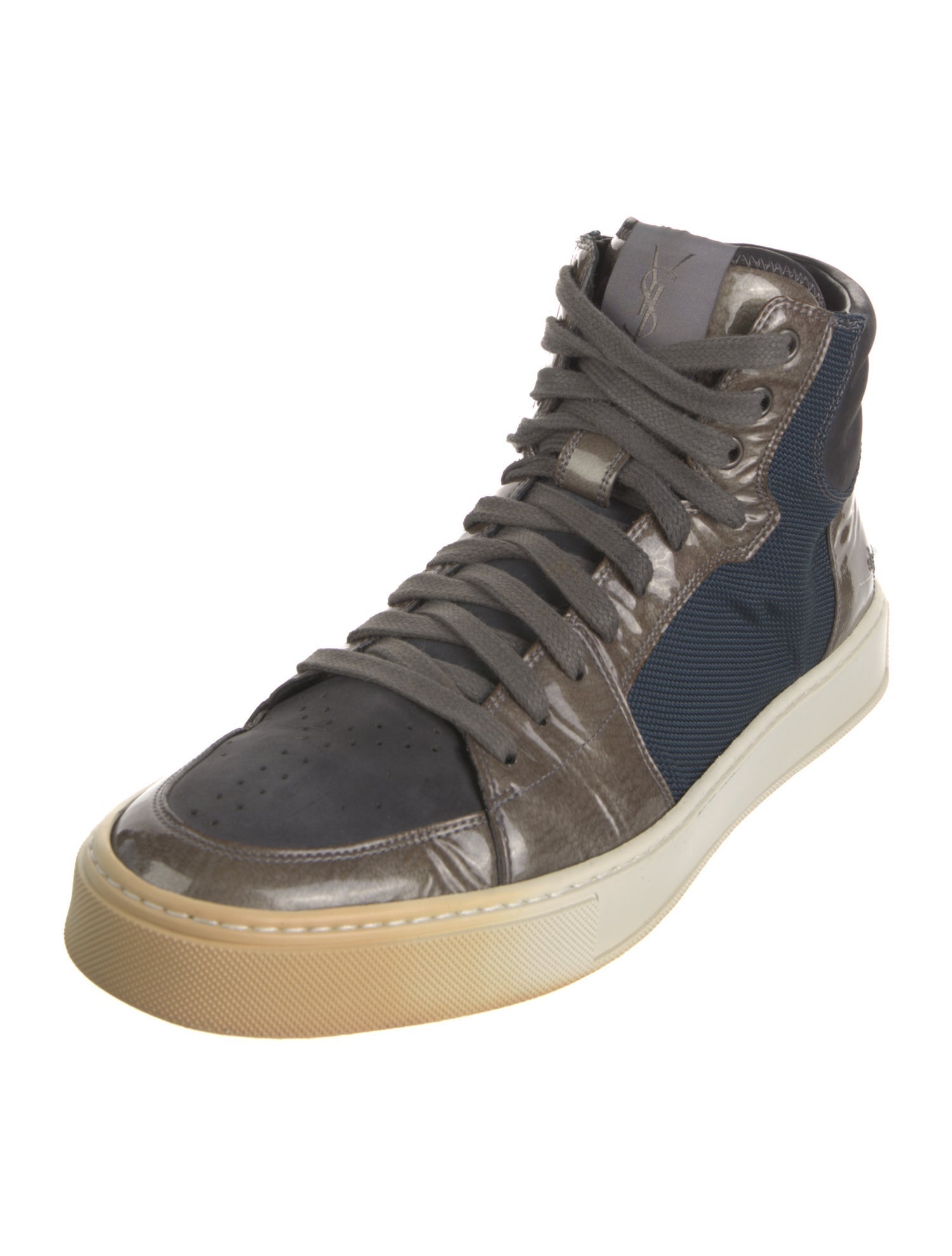 Yves Saint Laurent Leather Colorblock Pattern Sneakers