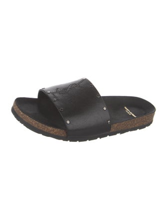 Yves Saint Laurent Leather Studded Accents Slides