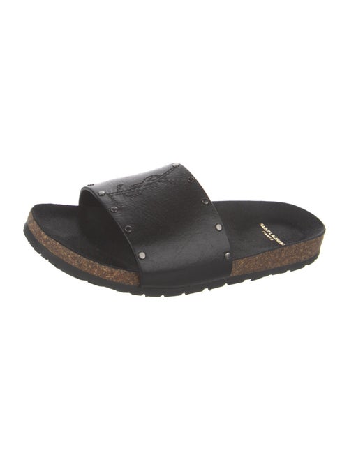 Yves Saint Laurent Leather Studded Accents Slides