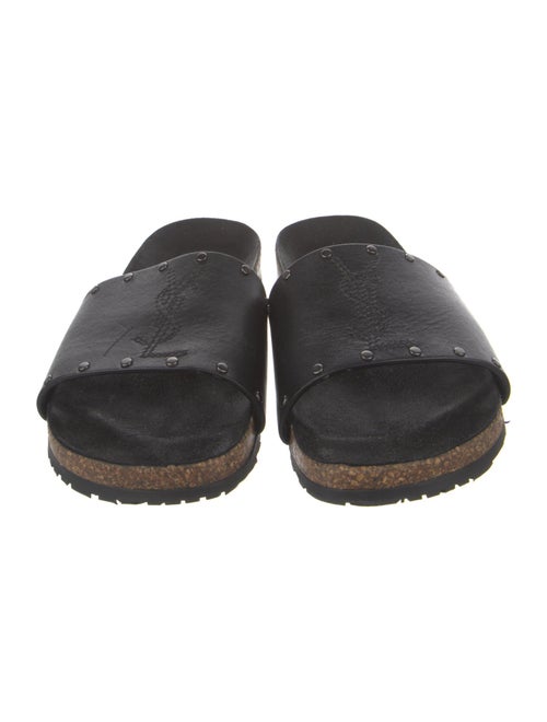Yves Saint Laurent Leather Studded Accents Slides