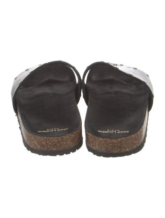 Yves Saint Laurent Leather Studded Accents Slides