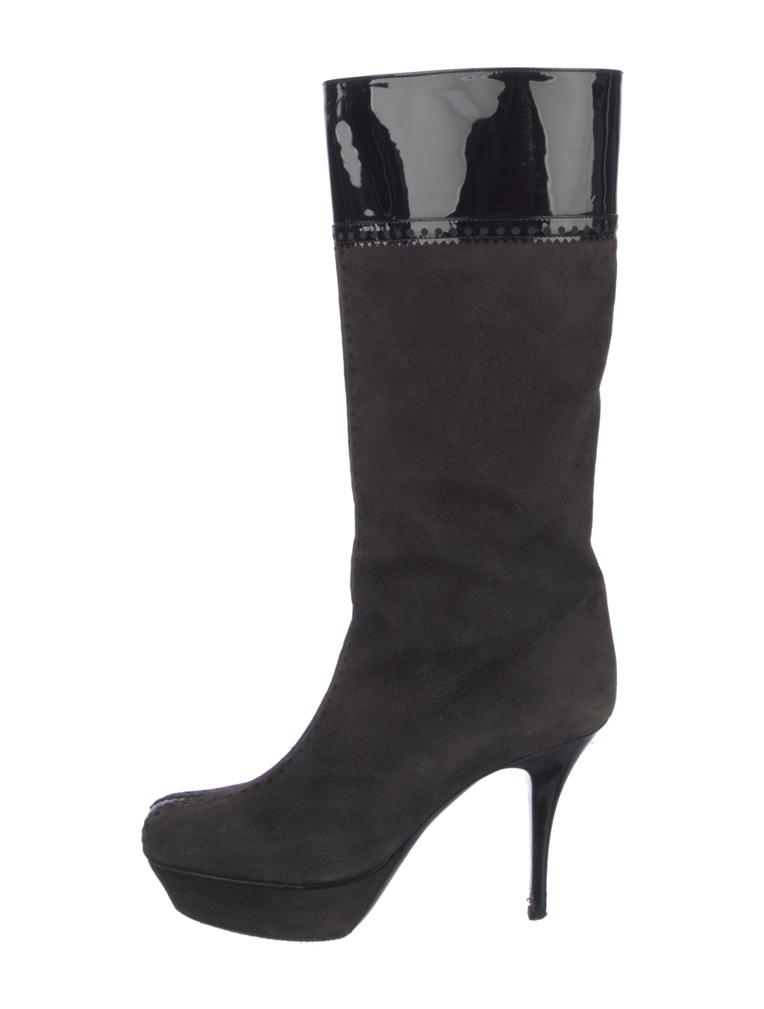 Yves Saint Laurent Suede Lasercut Accents Boots