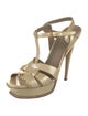 Yves Saint Laurent Rive Gauche Patent Leather T-Strap Sandals