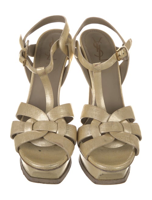 Yves Saint Laurent Rive Gauche Patent Leather T-Strap Sandals