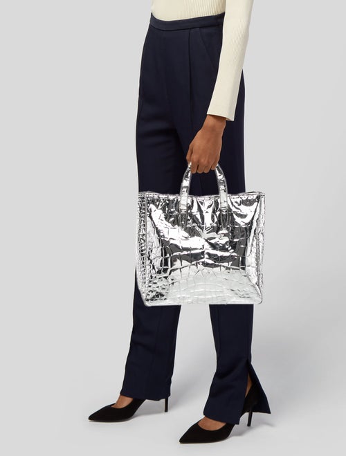 Yves Saint Laurent Rive Gauche Patent Leather Tote Large