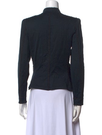 Yves Saint Laurent Mock Neck Long Sleeve Button-Up Top