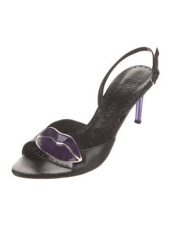 Yves Saint Laurent Rive Gauche Leather Slingback Sandals