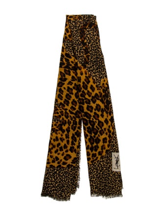 Yves Saint Laurent Wool Animal Print Scarf