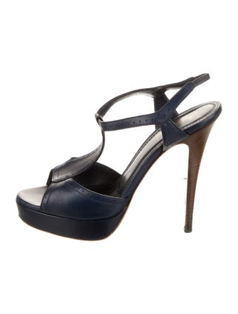 Yves Saint Laurent Rive Gauche Leather T-Strap Sandals