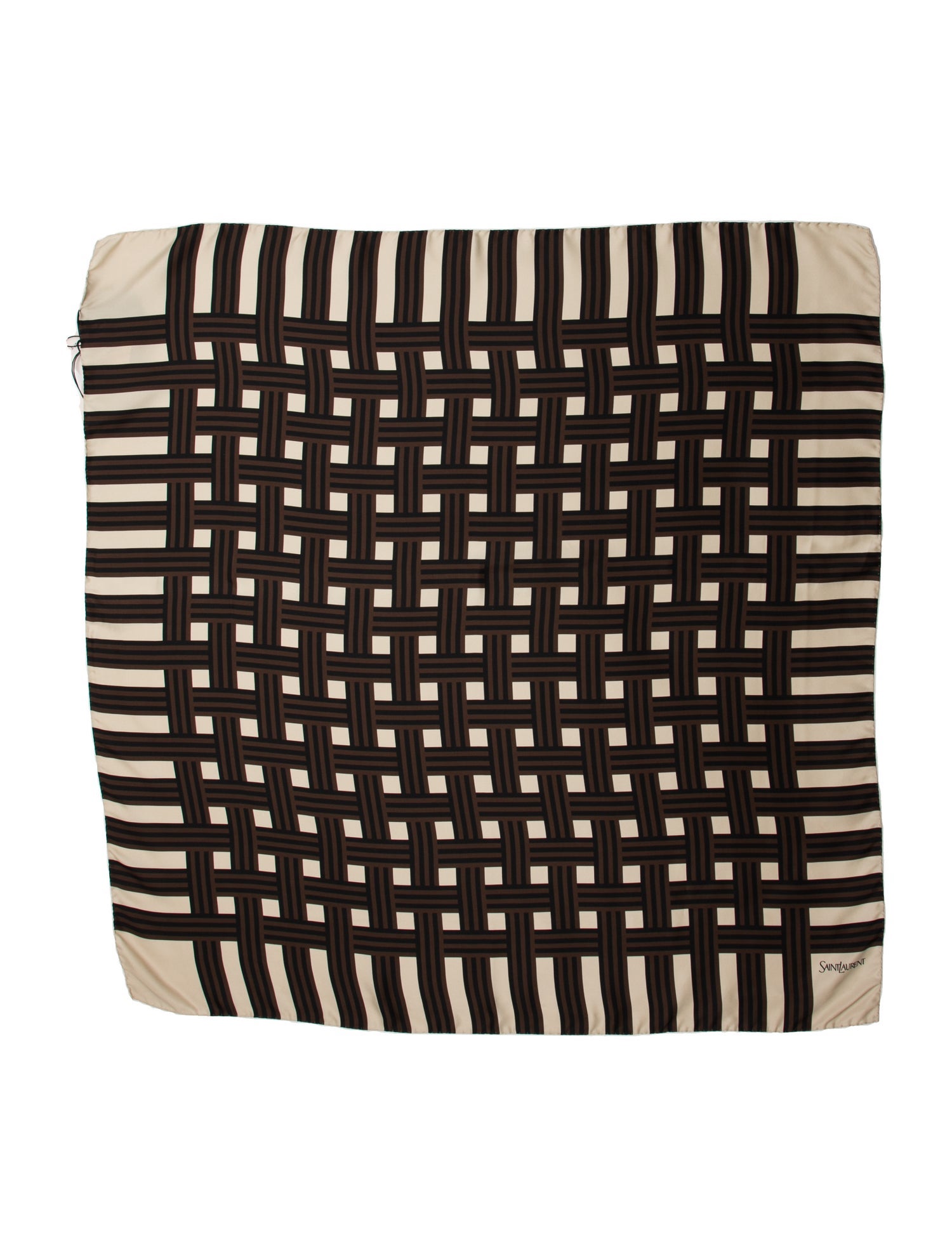 Saint Laurent Silk Plaid Print Scarf w/ Tags