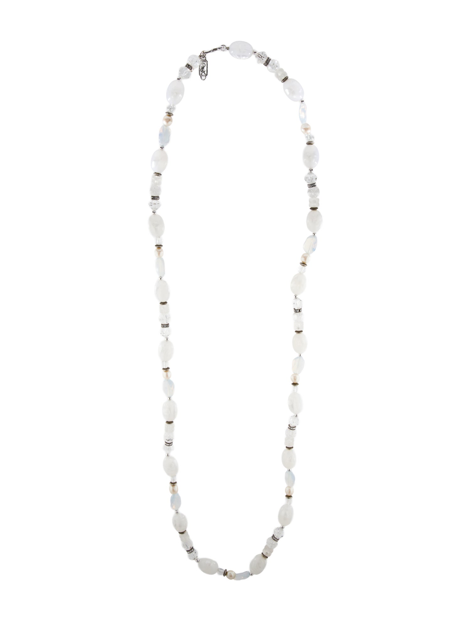 Yves Saint Laurent Vintage Crystal & Faux Pearl Bead Necklace