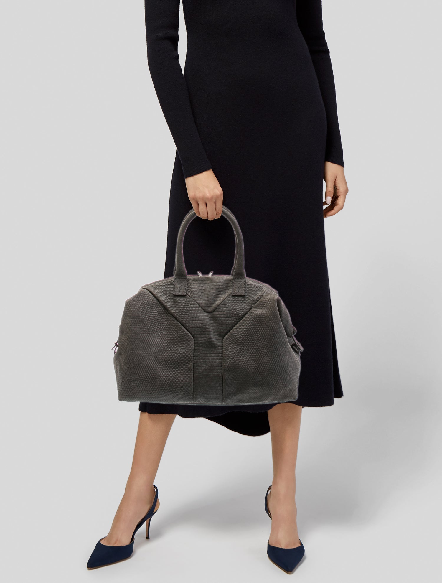 Yves Saint Laurent Rive Gauche Embossed Leather Top Handle Bag