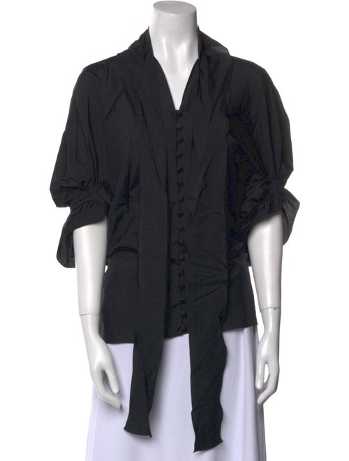 Yves Saint Laurent Silk V-Neck Button-Up Top