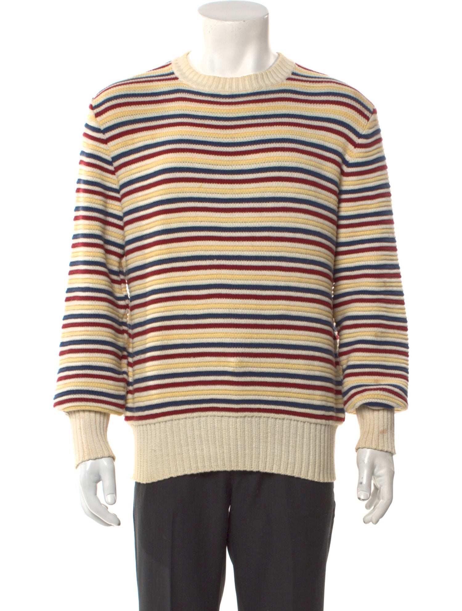 Yves Saint Laurent Striped Crew Neck Pullover