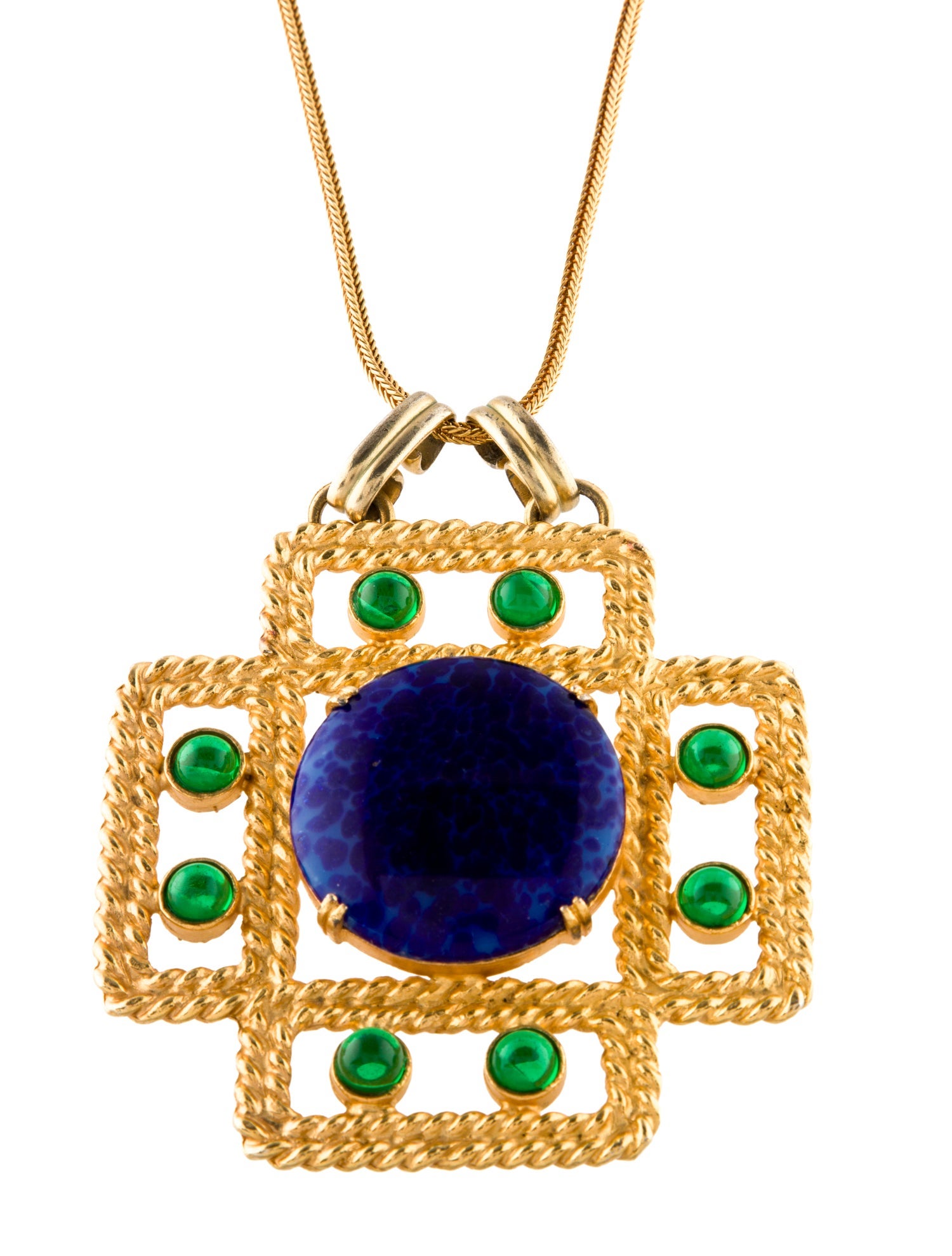 Yves Saint Laurent Vintage Crystal Cross Pendant Necklace