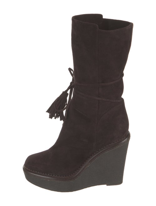 Yves Saint Laurent Suede Tassel Accents Lace-Up Boots