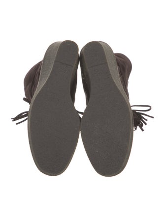 Yves Saint Laurent Suede Tassel Accents Lace-Up Boots