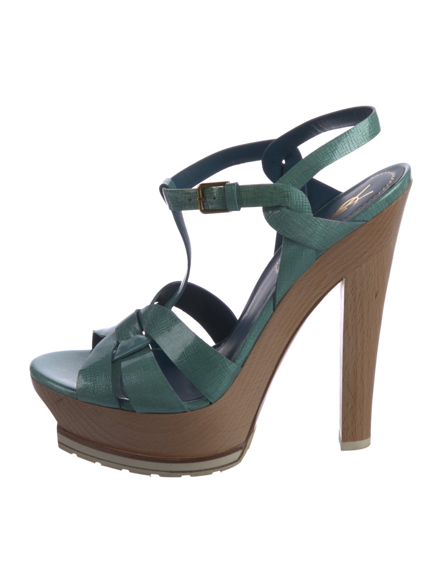 Yves Saint Laurent Patent Leather T-Strap Sandals