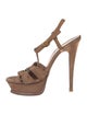 Yves Saint Laurent Rive Gauche Suede T-Strap Pumps