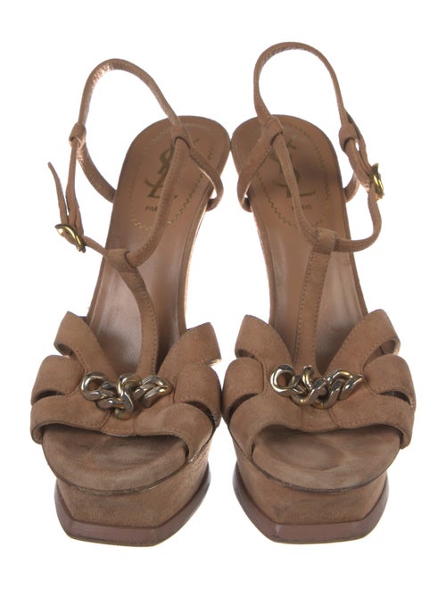 Yves Saint Laurent Rive Gauche Suede T-Strap Pumps