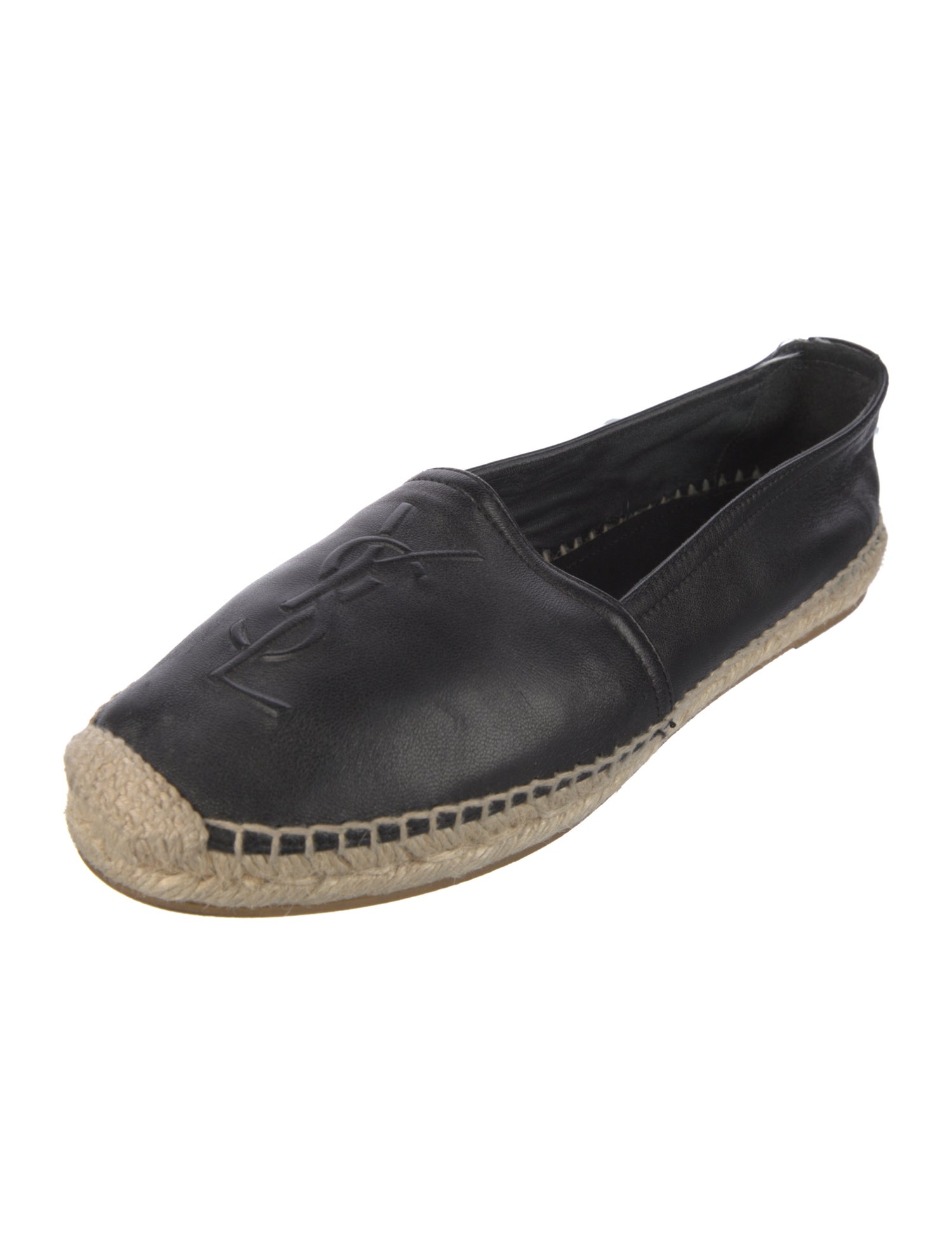 Yves Saint Laurent Leather Whipstitch Trim Espadrilles