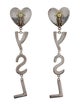 Yves Saint Laurent Crystal Heart YSL Drop Clip-On Earrings