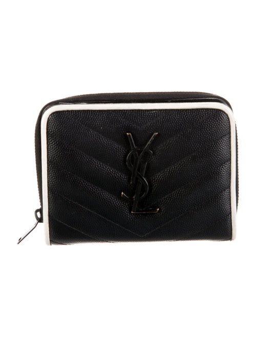 Yves Saint Laurent Compact Cassandre Zip Around Chevron Compact Wallet