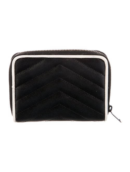 Yves Saint Laurent Compact Cassandre Zip Around Chevron Compact Wallet