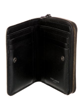 Yves Saint Laurent Compact Cassandre Zip Around Chevron Compact Wallet
