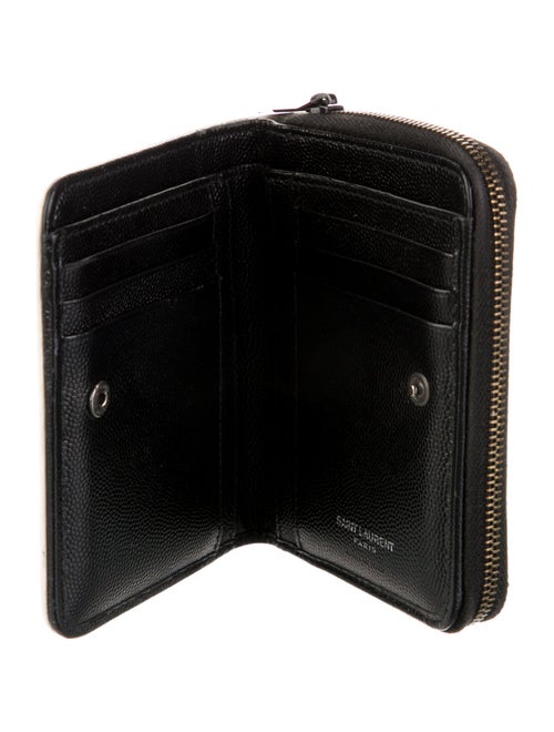 Yves Saint Laurent Compact Cassandre Zip Around Chevron Compact Wallet