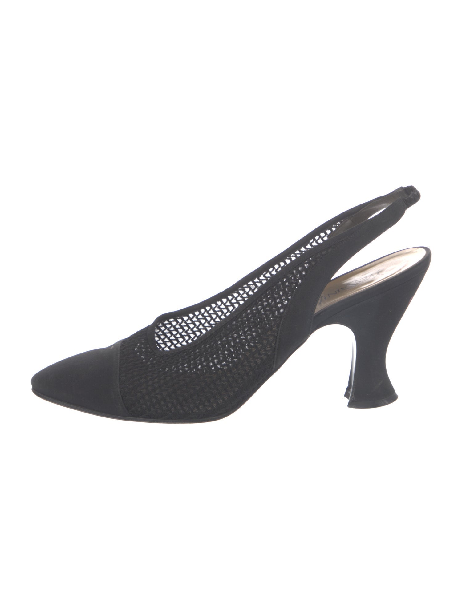 Yves Saint Laurent Suede Mesh Accents Slingback Pumps