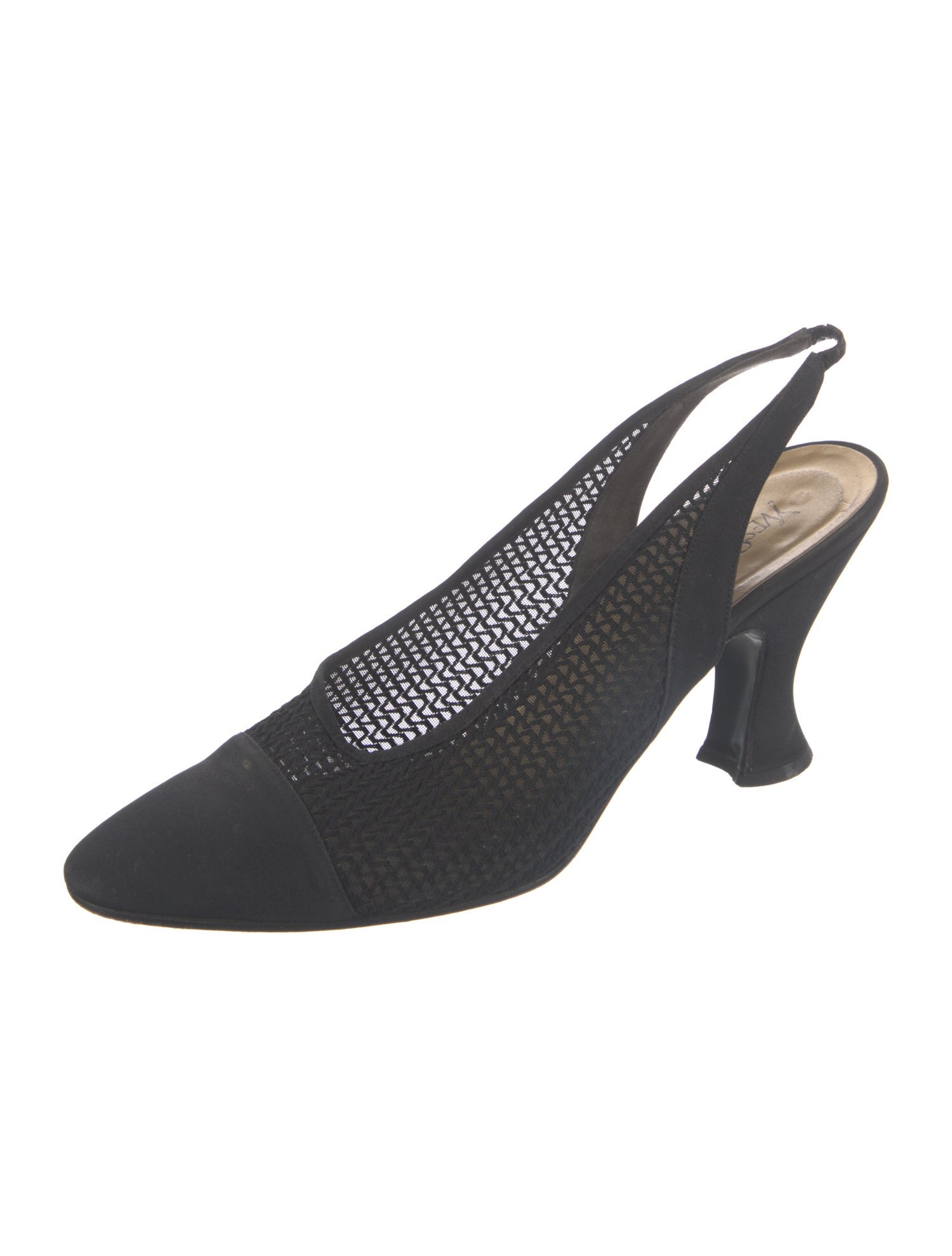 Yves Saint Laurent Suede Mesh Accents Slingback Pumps
