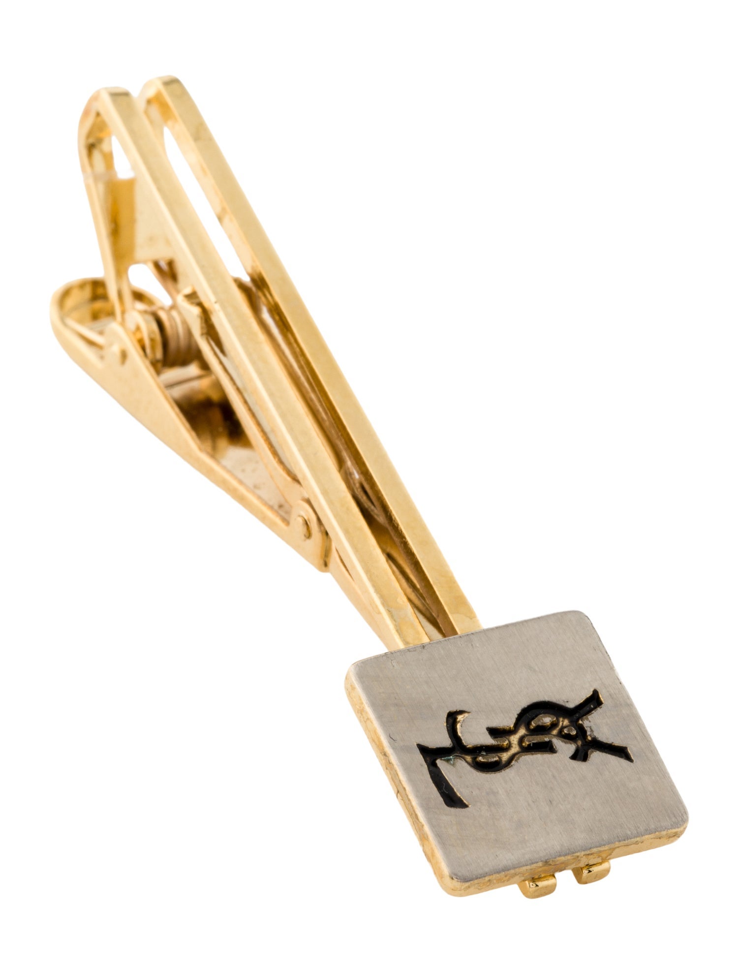 Yves Saint Laurent Vintage Logo Tie Clip